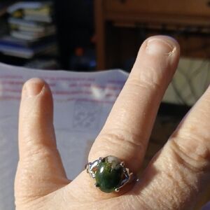 Elegant Green Stone Silver Ring